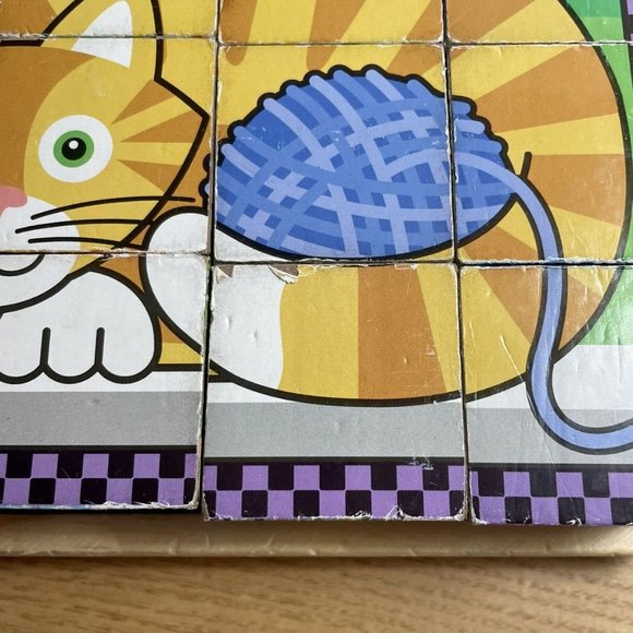 Melissa and Doug Pets Block Puzzle Makes 6 Puzzles with 16 Wooden Cubes and Tray - Picture 5 of 6